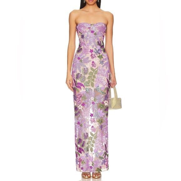 Bronx and Banco Dresses & Skirts - NWOT BRONX AND BANCO Dahlia Strapless Floral-Embroidered Sequin Gown